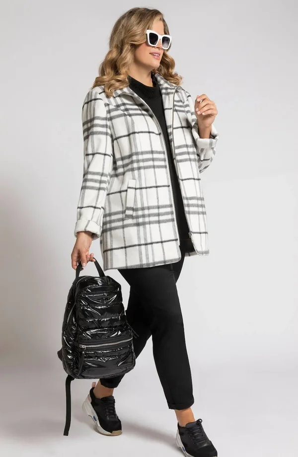 Plus Size Coats - Woman, White, Size: 24/26, polyester/wool/synthetic fibers, Ulla Popken
