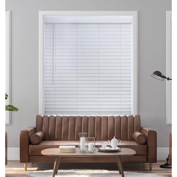 2x22 Cordless Faux Wood Blind - Woodgrain White - 70x22 W x 72x22 L