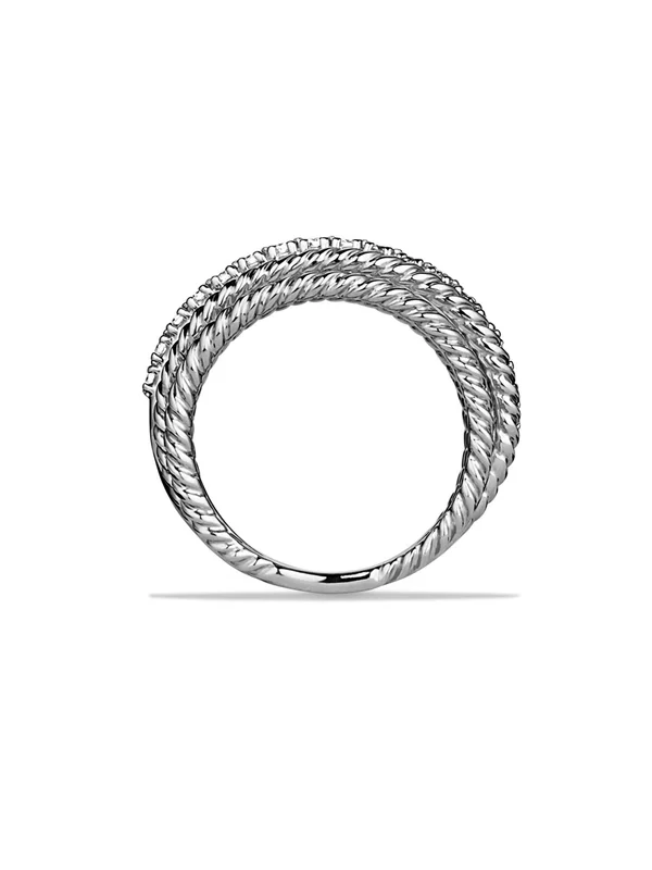 David Yurman Crossover Wide Ring with Diamonds - Silver 7