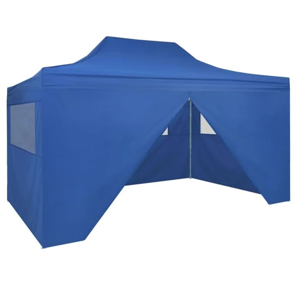 vidaXL Foldable Tent Pop-Up with 4 Side Walls 9.8&x14.8& Blue