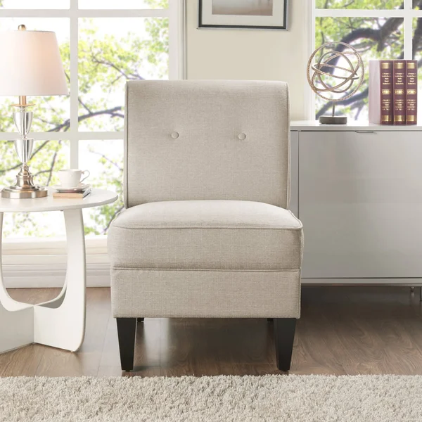 Handy Living Courtney Oatmeal Linen Armless Chair