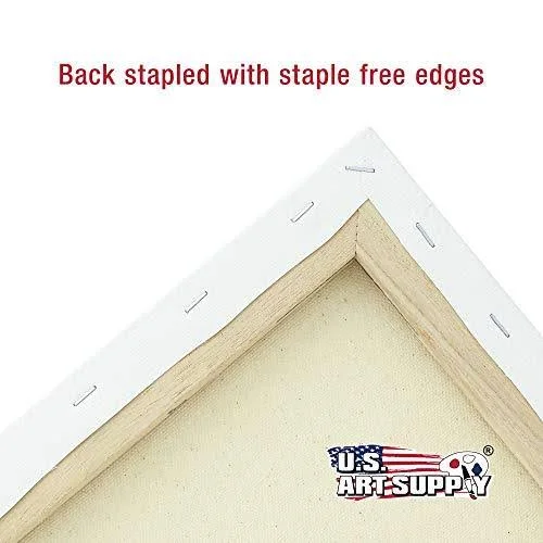 U.S. Art Supply 36 x 48 inch Stretched Canvas 12-Ounce Primed 3-Pack - Professional White Blank 3/4x22 Profile Heavy-Weight Gess