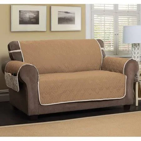 Winston Porter Box Cushion Sofa Slipcover - Beige