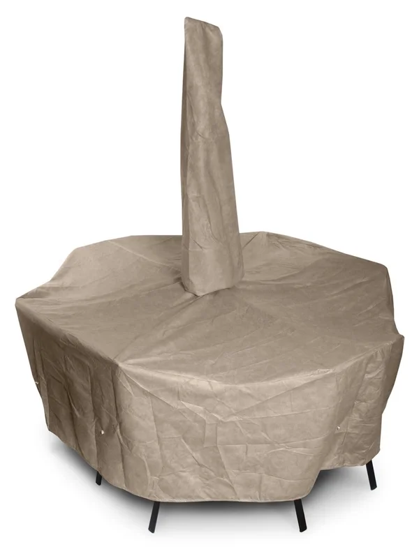 KoverRoos III Taupe Oval, Rectangle Dining Set Cover with Umbrella Hole