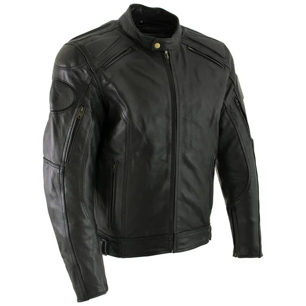 Xelement B7366 &executioner& Men's Black Leather Racer Jacket With X-armor Protection - Black - 2x-large
