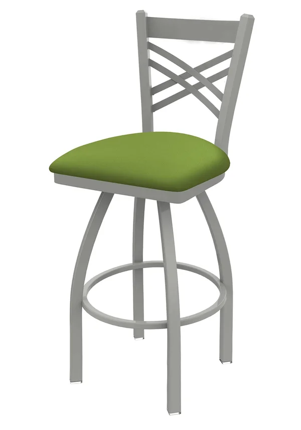 820 Catalina 25x22 Swivel Counter Stool with Anodized Nickel Finish and Canter Kiwi Green Seat