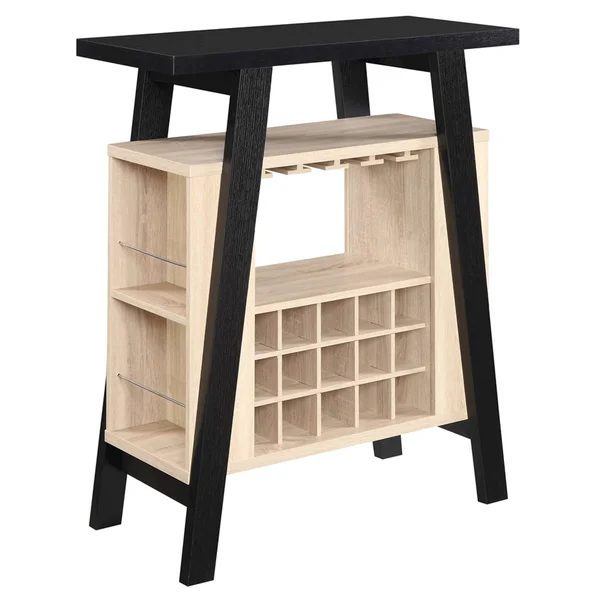Newport Bar Console Black & Weathered White - Convenience Concepts