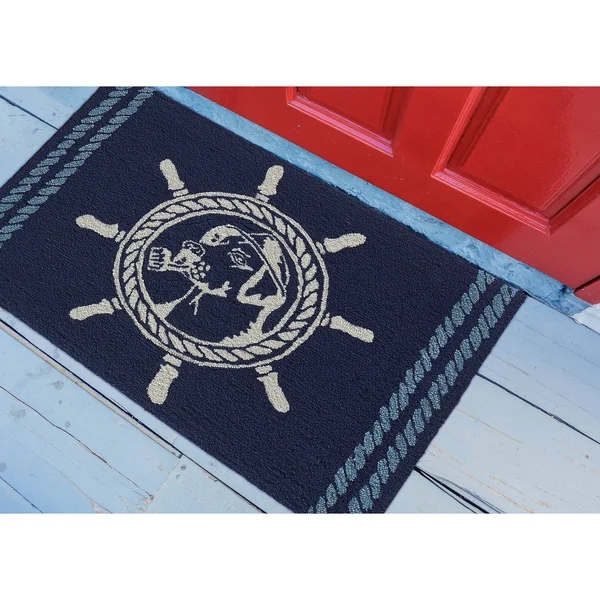 Liora Manne Frontporch Seadog Indoor/Outdoor Rug Blue 30x22x48x22