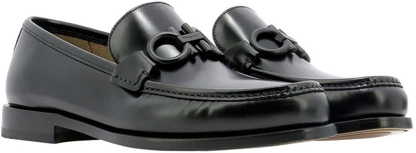 Salvatore Ferragamo Men's Rolo 10 Leather Loafers - Nero - Size 11.5