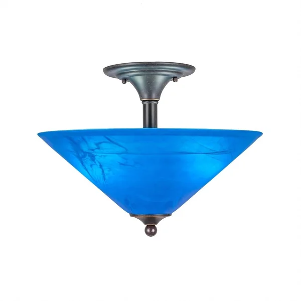 Toltec Lighting-121-DG-411-Two Light Semi-Flush Mount Dark Granite Finish with Italian Bubble Glass