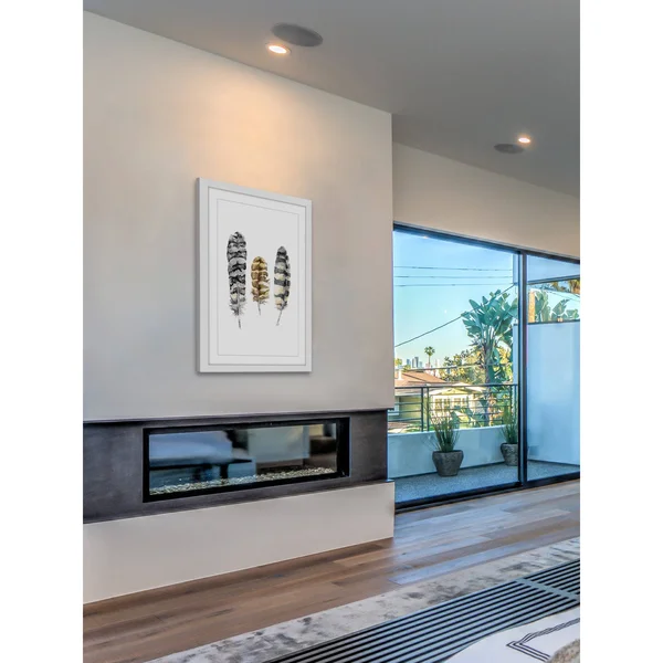 Marmont Hill Owl Feathers by Rachel Byler Framed Painting Print - White
