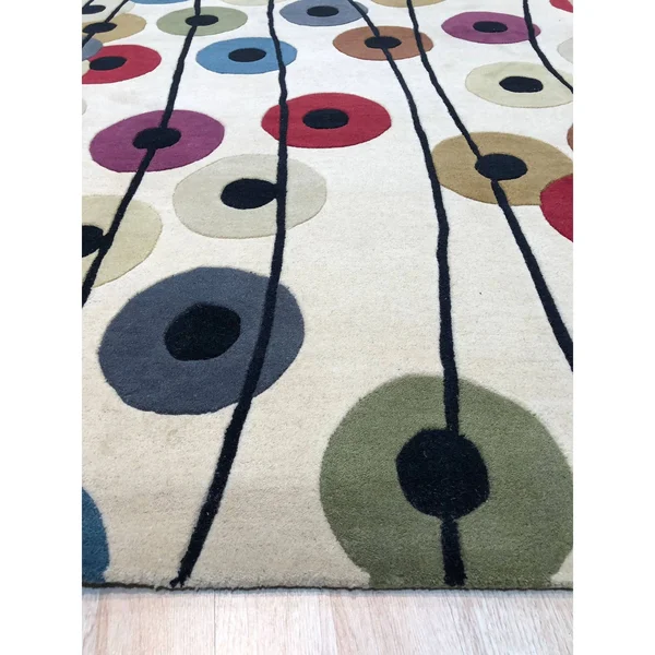 Hand-Tufted Wool Mix Transitional Stripe Modern Tufted Rug
