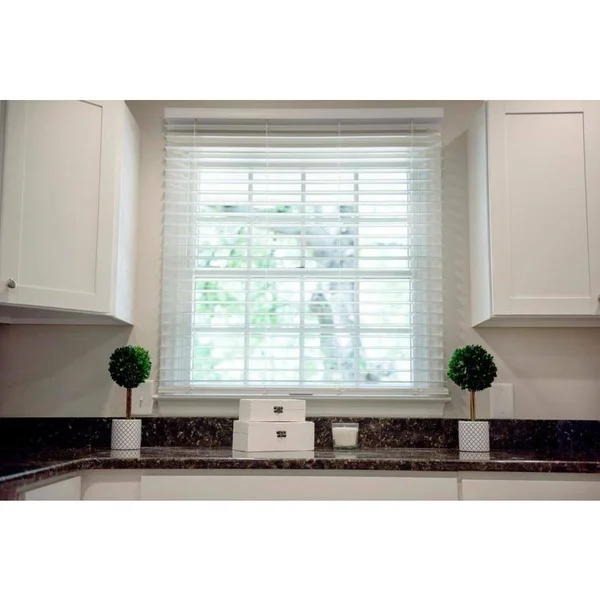 Wave Contour 2-in Slat Width 46.5-in x 36-in Cordless Soft White Faux Wood Room Darkening Faux Wood Blinds, WC24836W-C