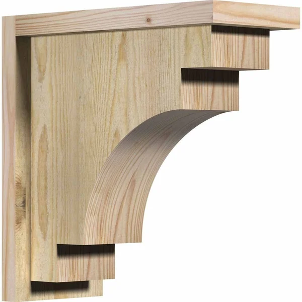 Ekena Millwork COR06X14X14MED01RDF 6x22W x 14x22D x 14x22H Mediterranean Rough Sawn Corbel w/Backplate - Douglas Fir