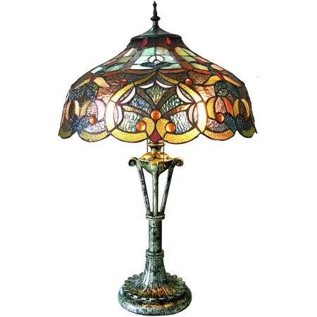 Radiance Goods Tiffany-style 2 Light Victorian Table Lamp 17 inch Shade