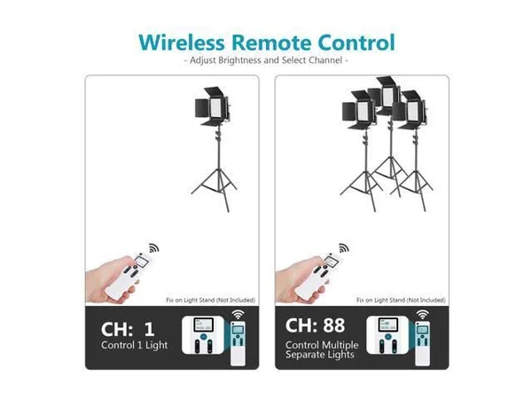 Neewer 2 Packs Advanced 2.4G 660 LED Video Light Photography Lighting Kit, Dimmable Bi-Color LED Panel with LCD Screen, 2.4G Wir
