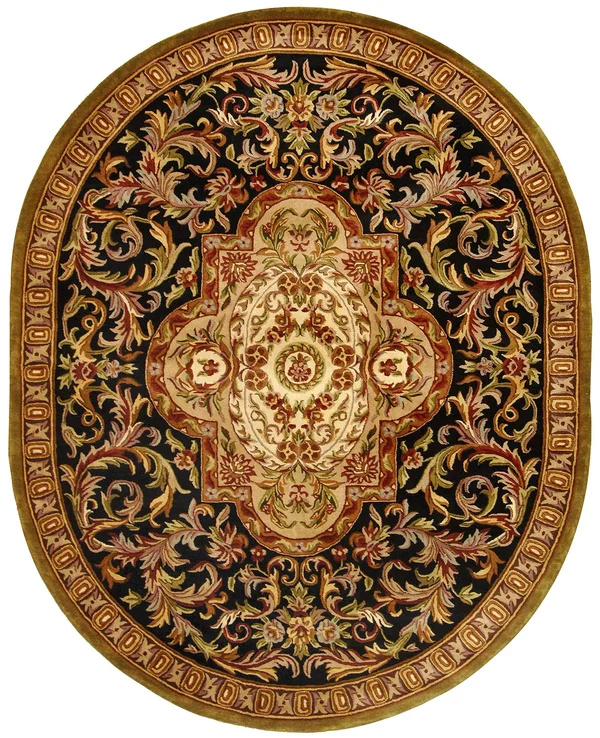Safavieh Classic CL220B Black, Beige Rug 7&6x22 x 9&6x22 Oval