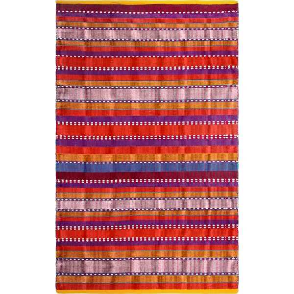 Fab Habitat Handmade Recycled Cotton Sarva Multi Red Rug (India) - Red/Gold, 5' x 8'