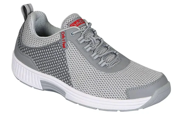 Men's Sneakers Walking Shoes Athletic - Edgewater Gray OrthoFeet, 7, Medium, Gray