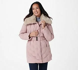 Dennis Basso Water Resistant Zip-Front Jacketw/ DB Quilting - Size Large, Antique Mauve