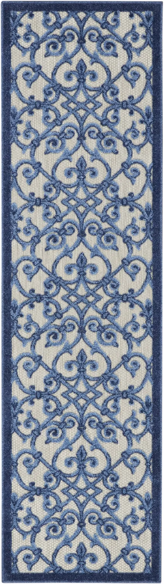 Nourison Aloha Runner ALH21 Area Rug, Ivory Blue, 4& x Round