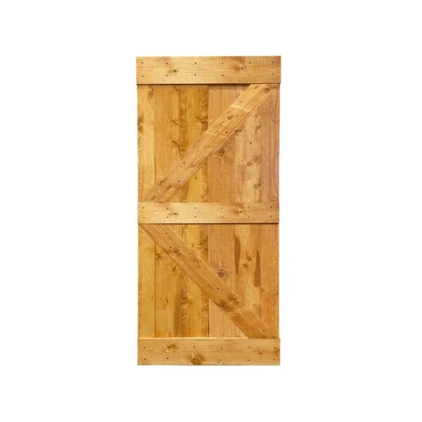 CALHOME K Series 36 in. x 84 in. Pre Assembled Ocean Blue Stained Solid Pine Wood Interior Sliding Barn Door Slab, DOOR-ASM-K36