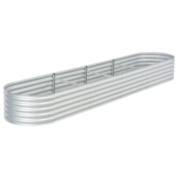 vidaXL Garden Raised Bed 157.5x22x31.5x22x17.3x22 Galvanised Steel Silver