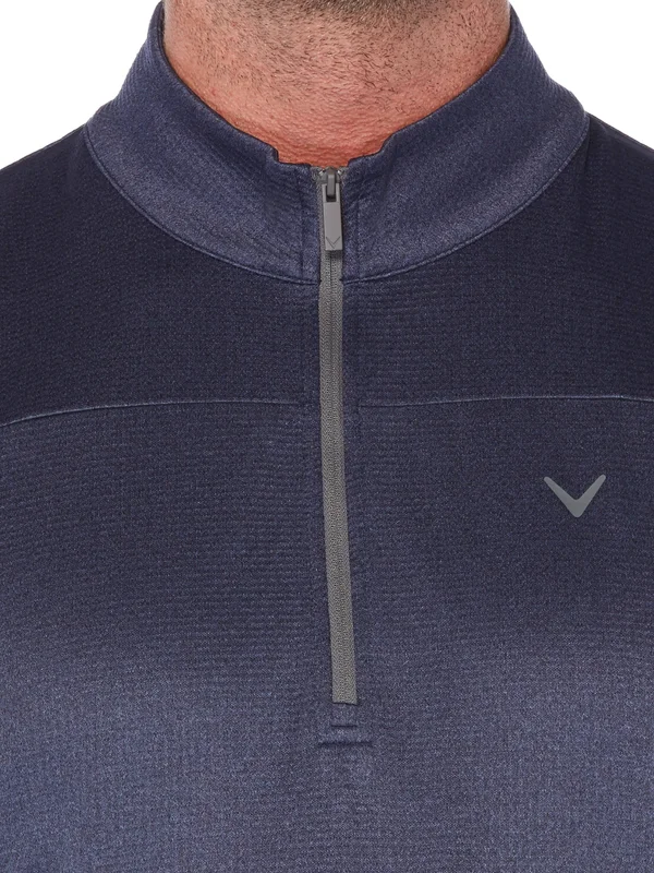 Callaway Men's Big & Tall 1/4 Zip Stretch Waffle Fleece Sweater - Size 5X, Peacoat Heather Blue, Polyester/Elastane, Golf Ap