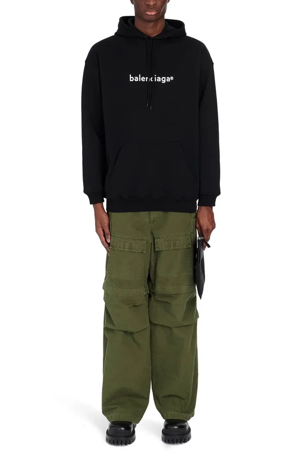 Balenciaga Medium Fit Hoodie - Black - Hoodies