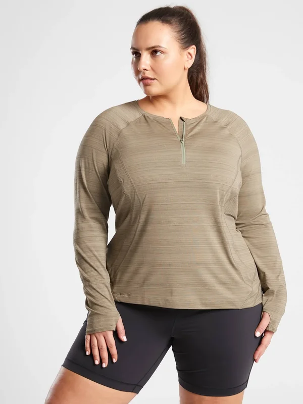 Athleta Women's Pacifica Illume UPF Fitted Top Shadow Olive Plus Size 2x