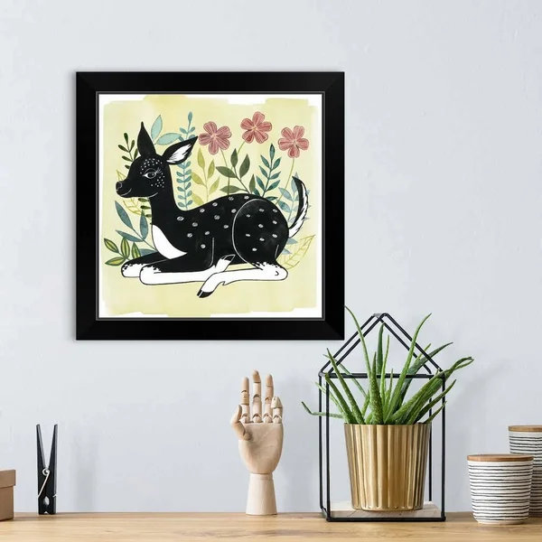 Floral Forester II, Black Framed Wall Art, 16x16, Great Big Canvas