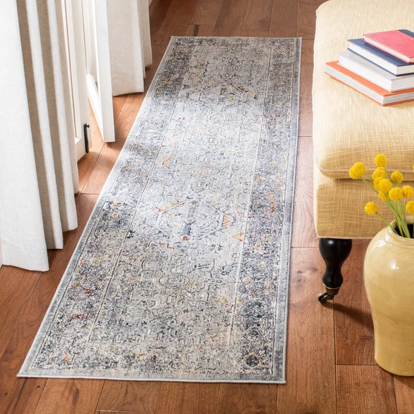 Safavieh History Rug Collection HIS584F - Light Grey, Navy - 5&-1x22 x 7&-6x22