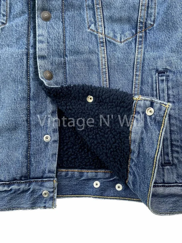 Levi&s Mens Type III Sherpa Trucker Jacket Men's Coat in The Navy : XL
