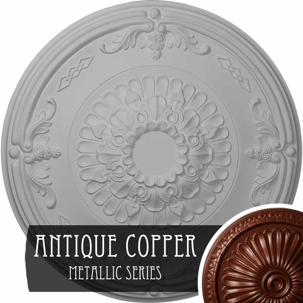 Ekena Millwork CM27ATACS 26 1/4x22OD x 3 1/4x22P Athens Ceiling Medallion (Fits Canopies Up to 3 5/8x22), Hand-Painted Antique C
