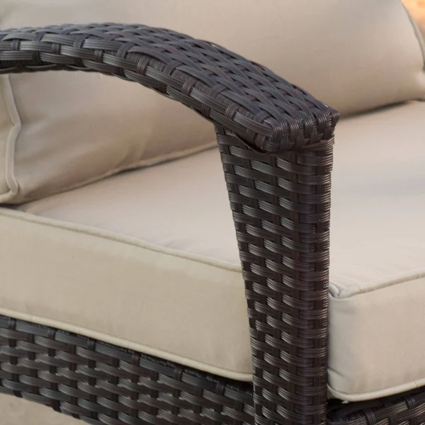 (Set of 2) Bleecker Outdoor Brown Wicker Club Chair with Cushion