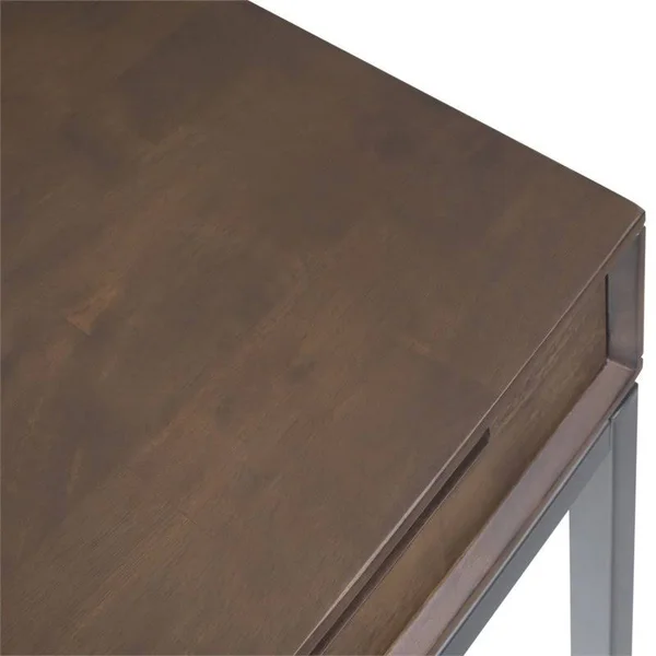 Simpli Home Banting Solid Hardwood Desk in Walnut Brown