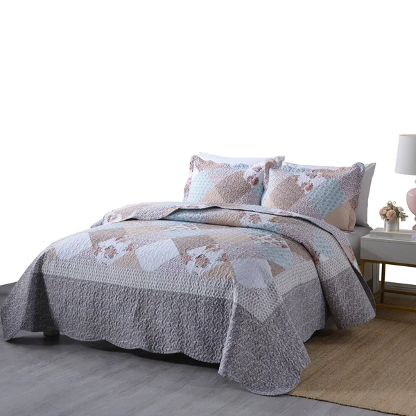 MarCielo 3 Piece Printed Quilt Set Lightweight Bedspread Set B75 Queen