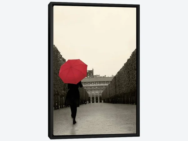 Framed Canvas Art - Paris Stroll II by Sue Schlabach ( Decorative Elements > Umbrellas art)