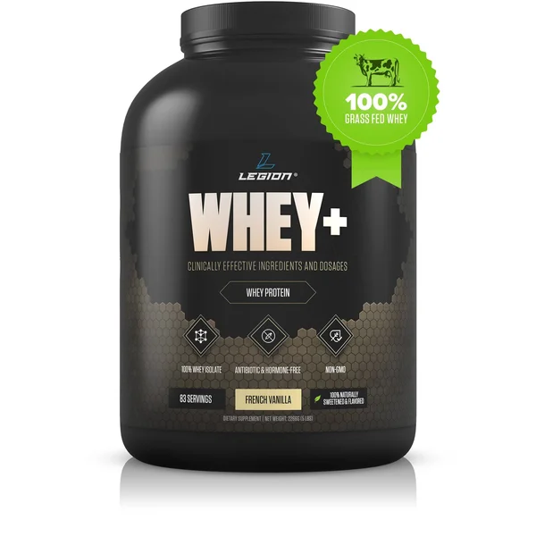 Legion Whey+ Vanilla Whey Isolate Protein Powder from Grass Fed Cows - 5lb. Low CARB, Low Calorie, Non-GMO, Lactose Free, Gluten