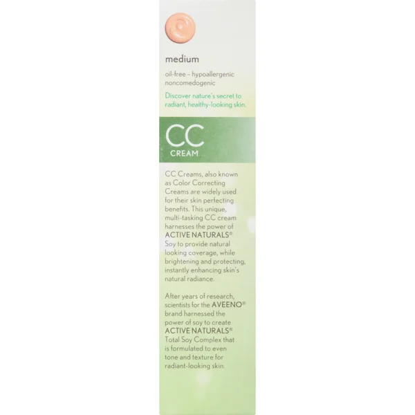 Aveeno Positively Radiant Cc Cream Broad Spectrum SPF 30 Medium, 2.5 Oz