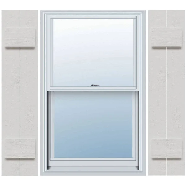 Ekena Millwork FBJ06S11X046RUF 10 3/4x22W x 46x22H Rustic Two Board Joined Board-n-Batten Faux Wood Shutters (Per Pair)