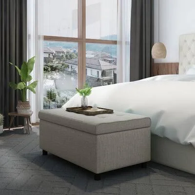 Caryl Rectangular Tufted Storage Ottoman Winston Porter Body Fabric: Gray