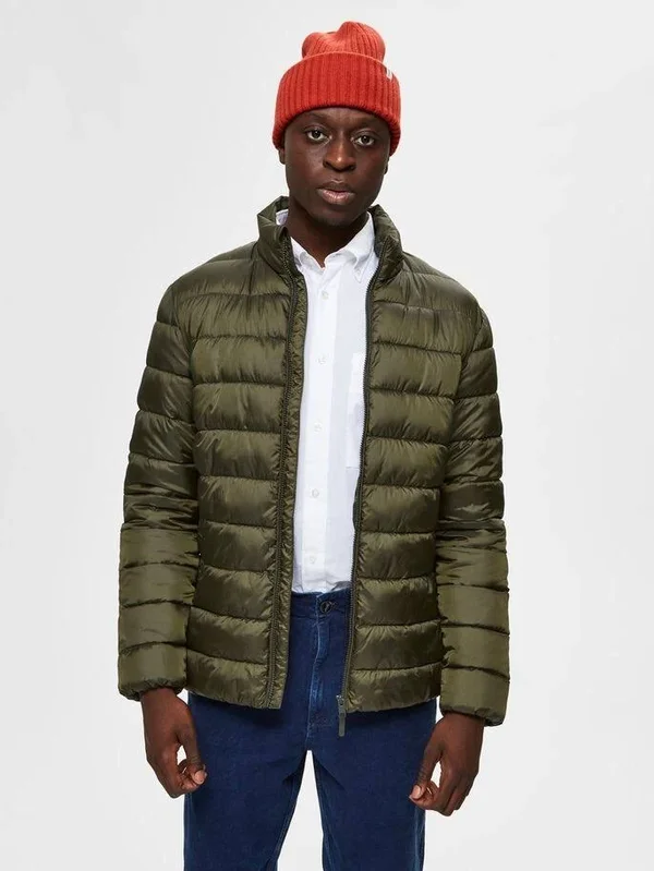 Selected Homme Recycled Polyester Sustainable Puffer Jacket, Green (S)