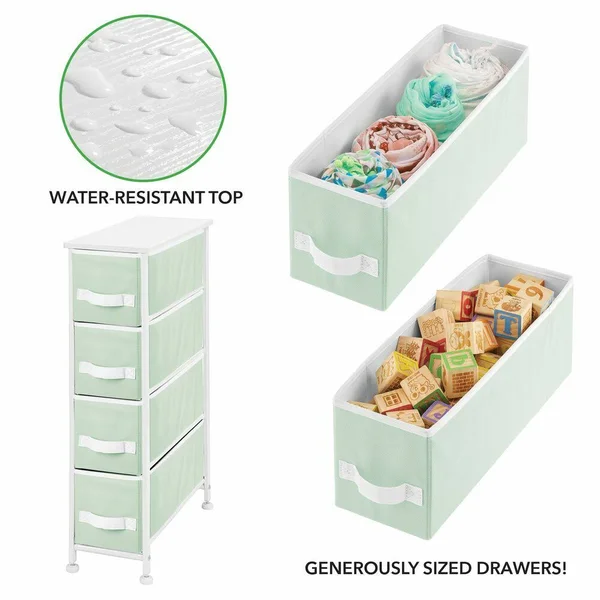 mDesign Narrow Dresser Storage Organizer Tower - 4 Drawers