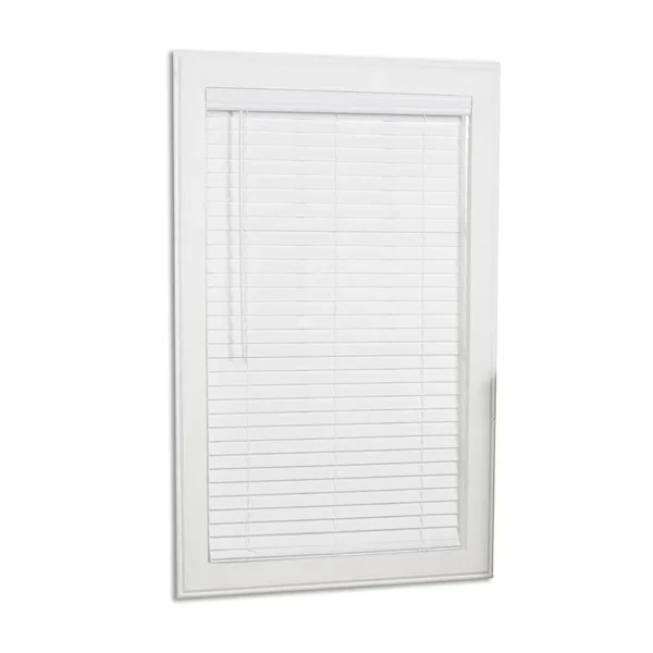 Allen + Roth 2-in Slat Width 35.75-in x 48-in Cordless White Faux Wood Room Darkening Full-view Standard Horizontal Blinds - 18J