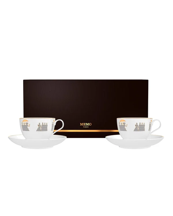 Memo Paris 2 x 4 oz. Cedar from French Leather Candle in Tea Cups Set - Scents & Fragrance Candles