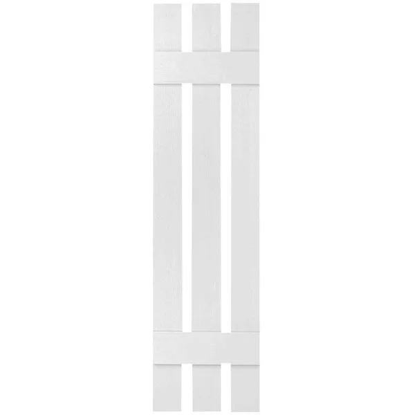 Ekena Millwork LS3S12X04700WH Lifetime Vinyl, Standard Three Board Spaced, Board-n-Batten Shutters, w/ Installation Shutter-Lok