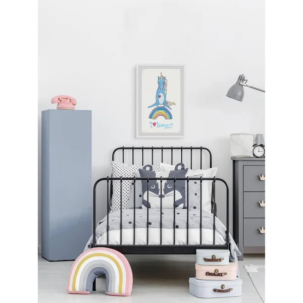 Marmont Hill Playful Rainbow Unicorn Framed Wall Art - Size: 12 inch x 8 inch