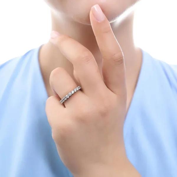 Berricle Sterling Silver Cubic Zirconia CZ Anniversary Wedding Eternity Band Ring Size 8