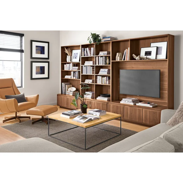 Room & Board, Modern Tyne 40W 40D 15H Square Coffee Table, Smoke Tempered Glass Top w/ White Base